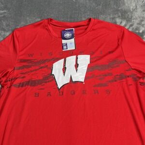 Wisconsin Badgers Mens Shirt RED LARGE College Team Logo Spellout Licensed NEW